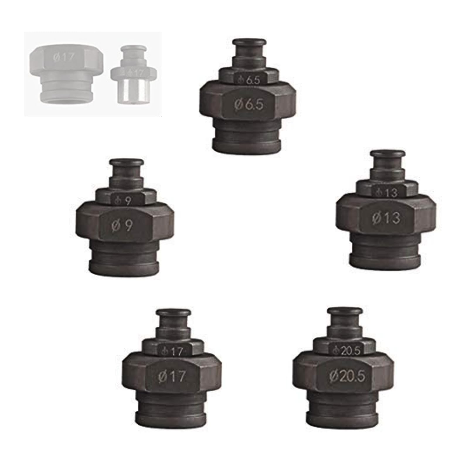 5-Piece Round Hole Punch Die Set for Electric Hydraulic Punch Tool - Compatible with SPM/JP/MHP-20 Machine, Heavy Duty Metal Punching Dies for Steel