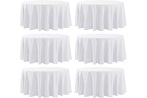 132 Inch Round Tablecloth White, Set of 6: Dress up in Style