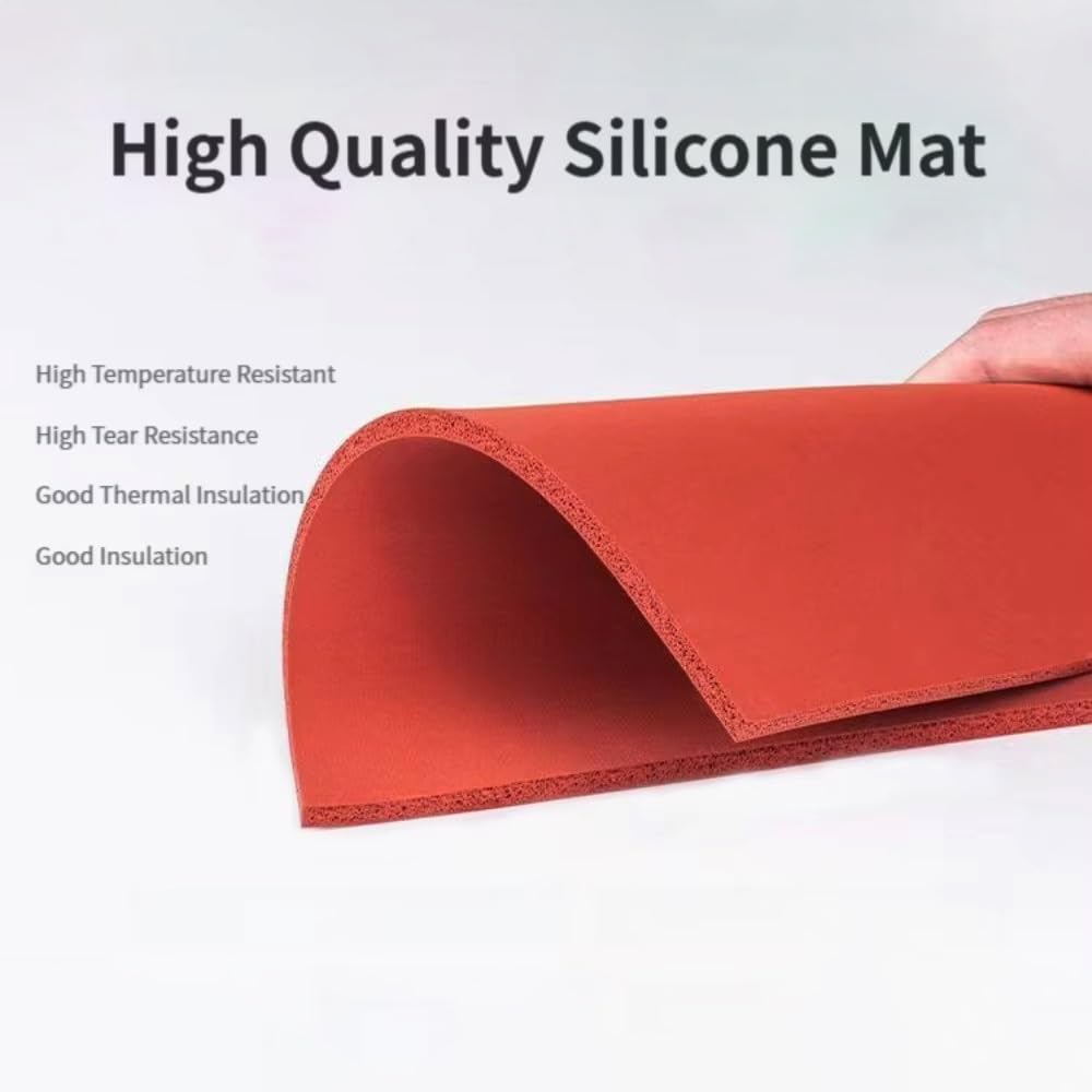 Tappetino in silicone rosso per pressa a caldo, 100 x 100 mm, 1-20 mm, per laminazione e artigianato industriale (100 x 100 x 10 mm)