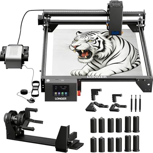 Image of Longer Ray5 20W Laser Engraver with Air Assist Kit 3-in-1 Rotary Roller Kit DIY CNC Laser Cutter Tool for Metal Glass Wood,Engraving Area 400 * 365mm