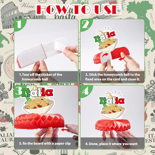 Image of Italian Themed Party Decorations - 9 Pcs Italian Party Decorations Honeycomb Centerpieces for Tables, Flag Red White and Green Italian Birthday Party Supplies