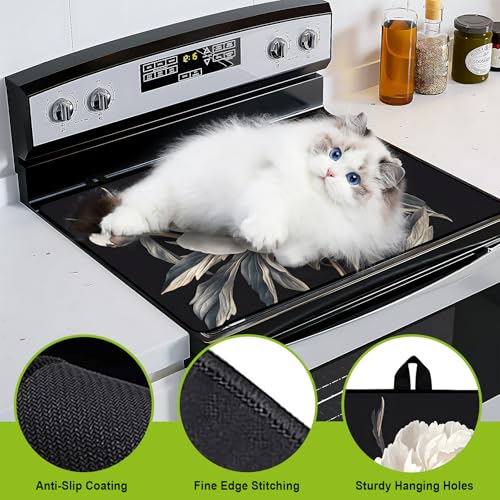 Image of BVBOX Stove Top Cover for Electric Stove, 28 inch x 20 inch Glass Cooktop Protector Mat with Hanging Loops, Anti-Scratch Non-Slip Dish Drying Mat, Washable Countertop Pad