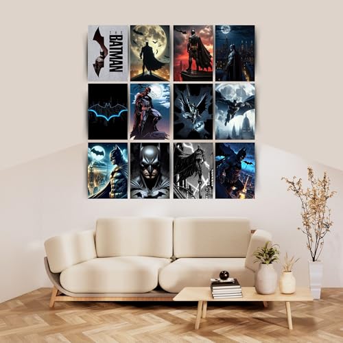 Image of Posters Inc Set of 12 Batman Posters for Wall, Wallart Item for Home, Home Decoration Items for Living Room, Aesthetic Wall Stickers for Bedroom, Birthday Gift for Men, 300 GSM A4 Size Paper