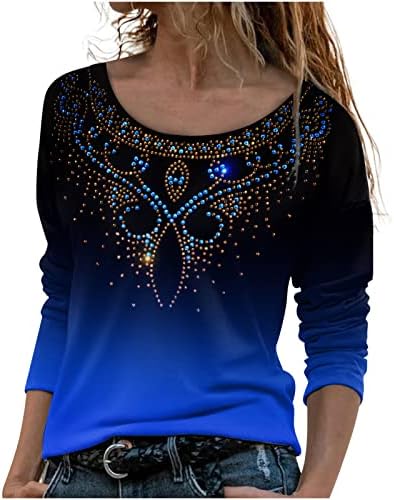 Tops for Women 2022, Womens Cute Floral Print Long Sleeve T Shirts Casual Scoop Neck Tees Dressy Shirts for Teens Girl