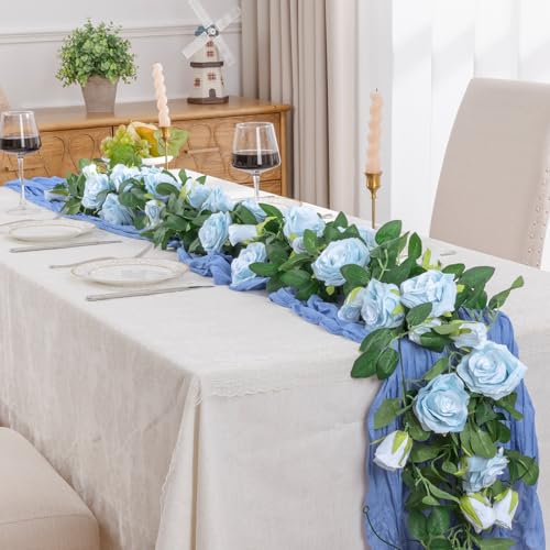 U'Artlines 5 Pack Artificial Blue Rose Garlands Flower Vines 32.5 ft — view 4