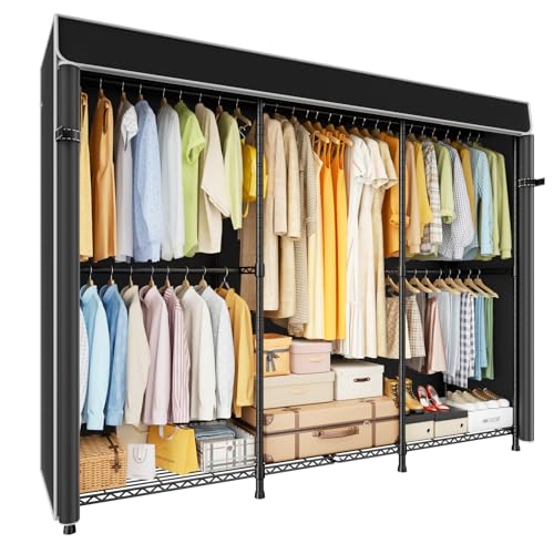ULIFHOME E14C Heavy Duty Closet Organizer System，Freestanding Clothing Racks for Hanging Clothes，Adjustable Garment Rack 70.1