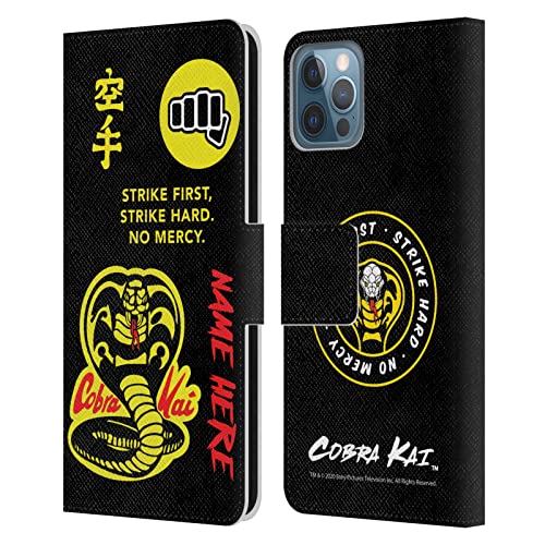 Coque en cuir iPhone 12 Cobra Kai avec fentes cartes et logo personnalisé