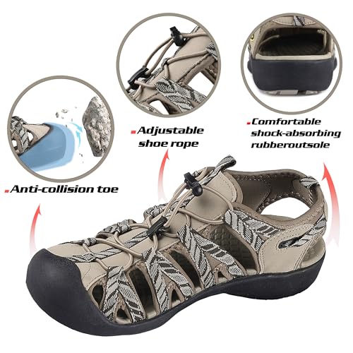 GRITION Hiking Sandals Women Closed Toe, Waterproof Lightweight Adjustable Hiking Athletic Sandals, Breathable For Beach Summer Adventure Comfortable Outdoor Sport3