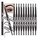 12 Pcs Ultimate Eyebrow Retractable Definer Pencils,Dual-Sided Natural Soft Textured Eyebrow Pencil, for Daily Look Eyebrow Makeup,Brow Brush,Fine Tip (12Pcs-Black-Retractable Triangle)