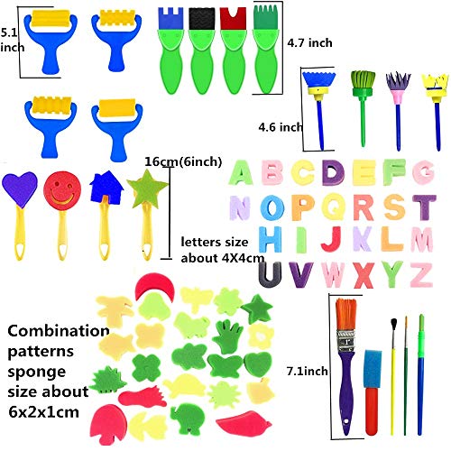 Fycooler Kids Painting Brush Kit,100Pcs Sponge Drawing Brushes Sets,Early Learning Kids Paint Set Assorted Painting Drawing Tools Waterproof Apron/Paint Tray Palettes For Kids Toddlers Diy Graffiti #TOP1