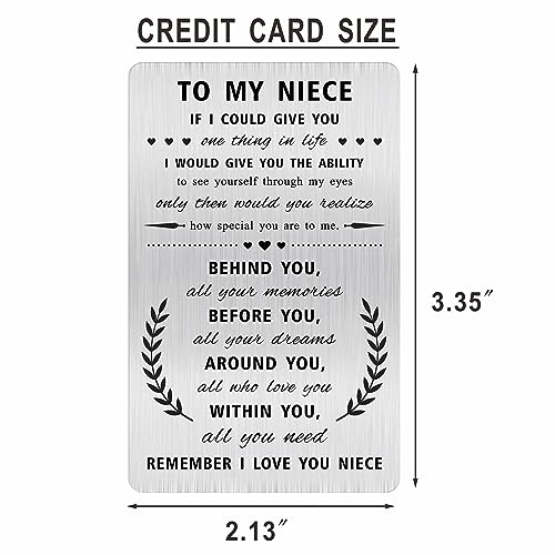 Alotozo Laser Engraved Niece Wallet Card - Remember I Love You Niece Gifts - Mother's Day Gifts from Aunt/Uncle - Credit Card Size Keepsake2