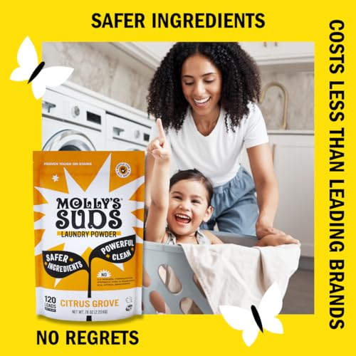 Molly's Suds Original Laundry Detergent Powder - Natural Washing Powder, Earth Derived Powder Detergent, Non-Liquid Organic Washing Detergent, Sensitive Skin Laundry Detergent - 120 Loads,Citrus Grove - Image 4