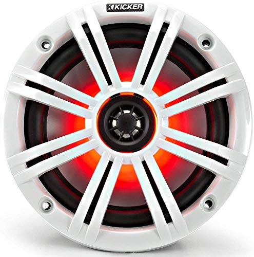 Kicker 45Km654L Km 6.5 Inch Marine Speakers With Led Illumination And Multi-Color Lighting Remote Bundle. Marvel Uv Treated Boat Speakers, Black/White Grilles, 20 Light Color Options, Dynamic Modes #TOP1