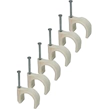 On1shelf 0.63" / 16mm White Round Cable Clips with Fixing Nail K-Type 50pcs