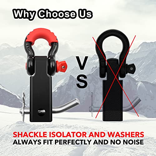 Shackle Hitch Receiver, 2 Inch 42000 Lbs Maximum Break Strength, Solid With 3/4'' D Ring, Heavy Duty Towing Hitch Receivers, Never Rust, Best Towing Accessories For Vehicle Recovery Off-Road #TOP3