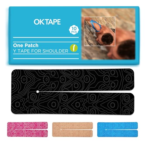 OK TAPE Precut Y-Shape Kinesiology Tape for Shoulder, Knee, Back, 10 Pcs, K Tape Strips, Provide Support & Relieve Discomfort, Water-Resistant Elastic Athletic Tape (3.5