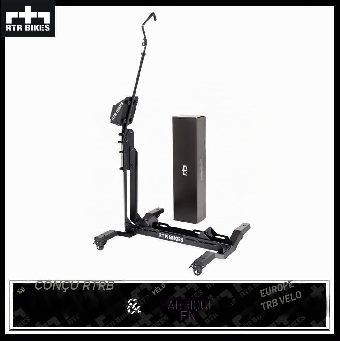 RTR BIKES Brutus Up Pro Support Vélo Mobile à Roulettes – Station de Charge VAE avec Porte-Chargeur – Rangement Vertical E-Bike jusqu'à 30kg – Pneus 3,5" – Fabriqué en UE
