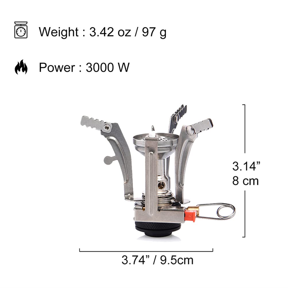 Mini réchaud de Camping - Réchauds à gaz 3000W Pocket Rocket Backpack Brûleur avec allumage piezo pour Le Camping en Plein air, la randonnée, la Cuisine