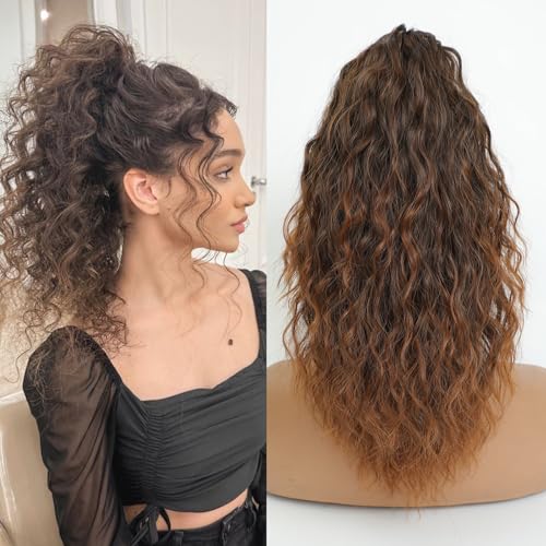 Image of Claw Clip Ponytail Extension Ombre Medium Dark Brown,16In