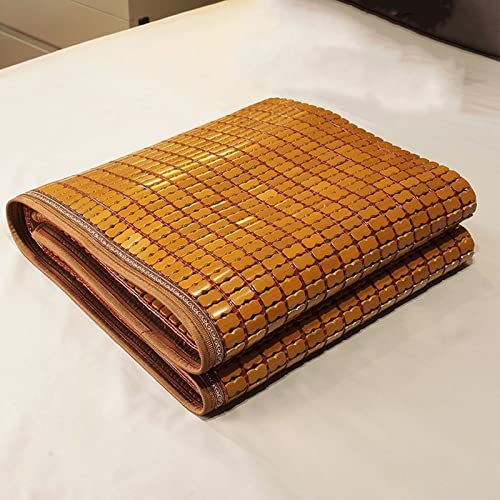 Alfombrilla de cama de bambú carbonizado Mahjong de bambú para dormir, portátil, plegable, cojín de aire acondicionado para sofá y cama, comodidad de verano (80 x 150 cm)