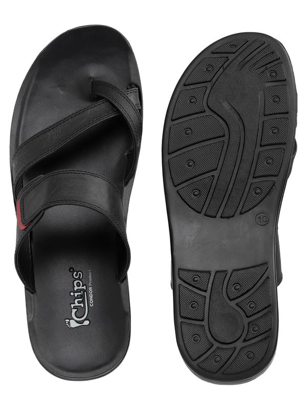 Image of Chips Men's BLACK Lightweight Slip-on Sandal Casual (HR91)