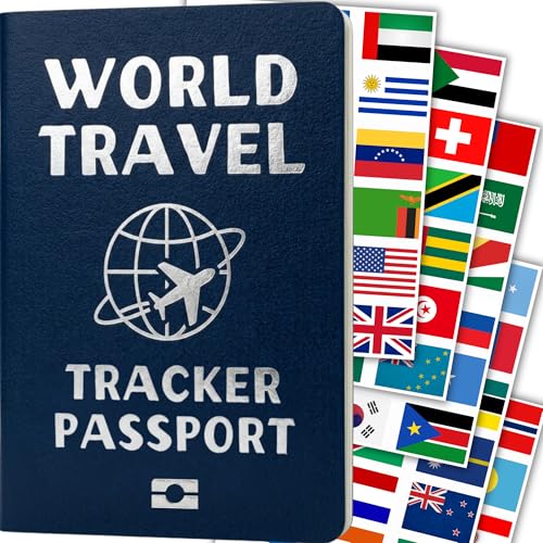 World Travel Tracker Passport — Mark 193 Countries Visited with Flag Stickers — Pocket-Sized...