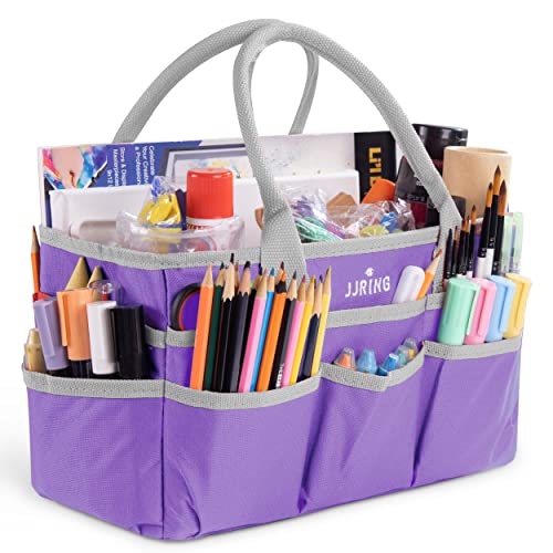 Image of JJRING Craft and Art Tote - 600D Purple Nylon Fabric Art Sewing Organizer Bag with Pockets - for Craft, Scrapbooking, Medical, and Office Supplies Storage
