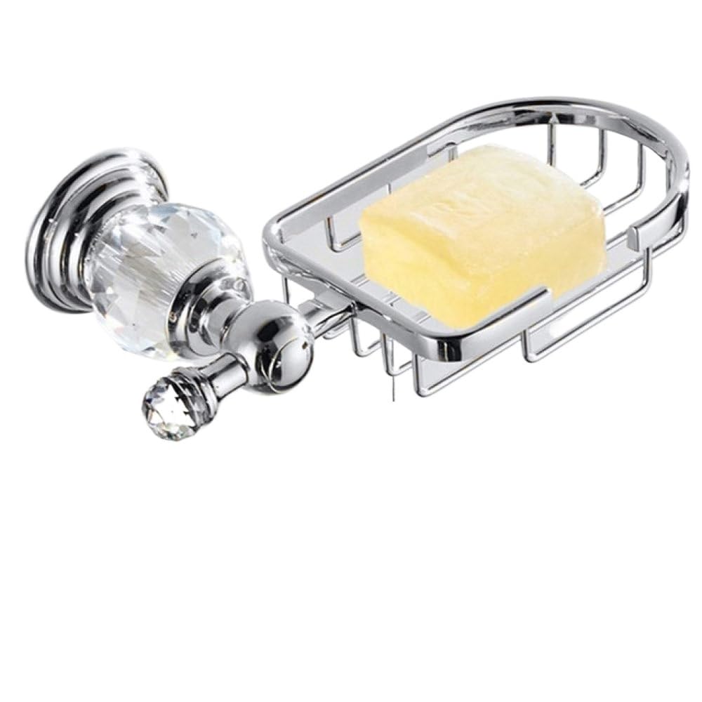 Towel Ring, Chrome Wall Mounted Bathroom Hardware Set With Soap Dish And Robe Hook(Soap Basket)