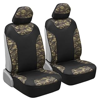 Waterproof Camo Seat Covers for Truck Car SUV - Two Tone Black & Camouflage Sideless Front Auto Seat Protectors (B07FN4FMJX)