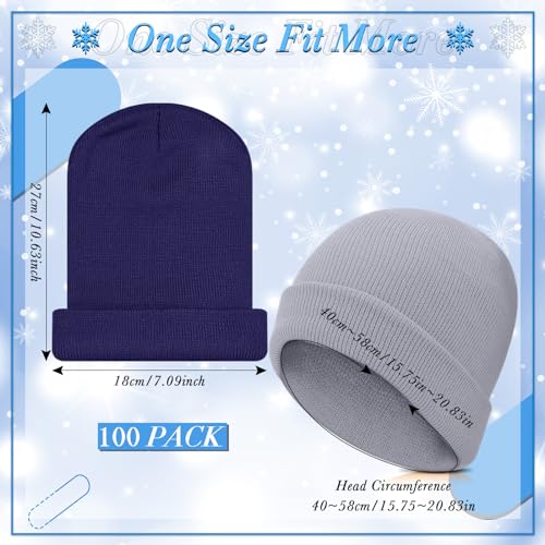 Image of Xtinmee 100 Pack Kids Winter Knit Beanie Hats Bulk Warm Cold Weather Hats for Girls Boys Children Outdoor Homeless Charity