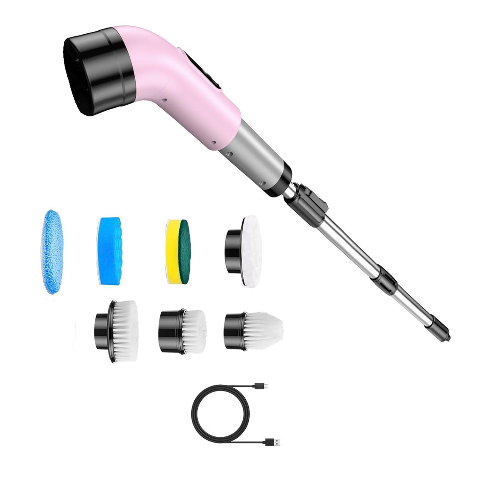 Kaeltsyn Bathroom Power Scrubber Cordless Electric Scrub Brush, 7 Heads, Extendable Handle for Floor Seams and Grout Care Pad Home Care