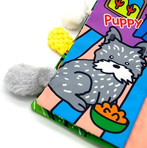 beiens Soft Books for Babies 0-24 Months Fabric Activity Cloth Books Touch and Feel Toys, Infant Tummy Time Crinkle Book Jungle Tail Baby Texture and Sound Educational Toy Toddler Busy Books