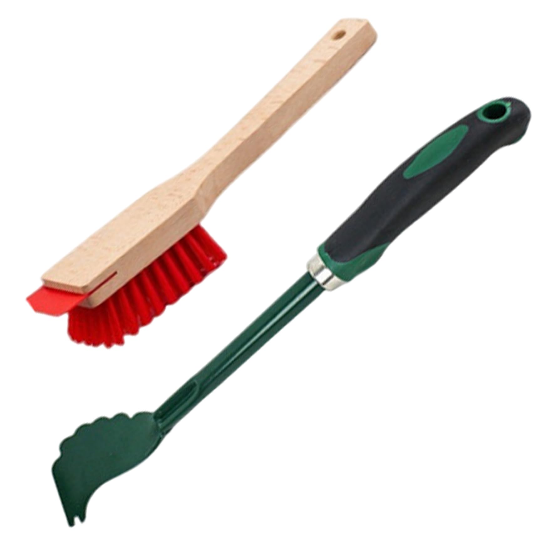 Raschietto per Tosaerba e Spazzola a setole rigide con Manico, Strumento di Pulizia Portatile per Tosaerba, Spazzola per Esterni da Giardino per Rimuovere Sporco, e detriti