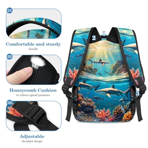 Sac à dos requin mignon et trousse multicolore pour étudiants