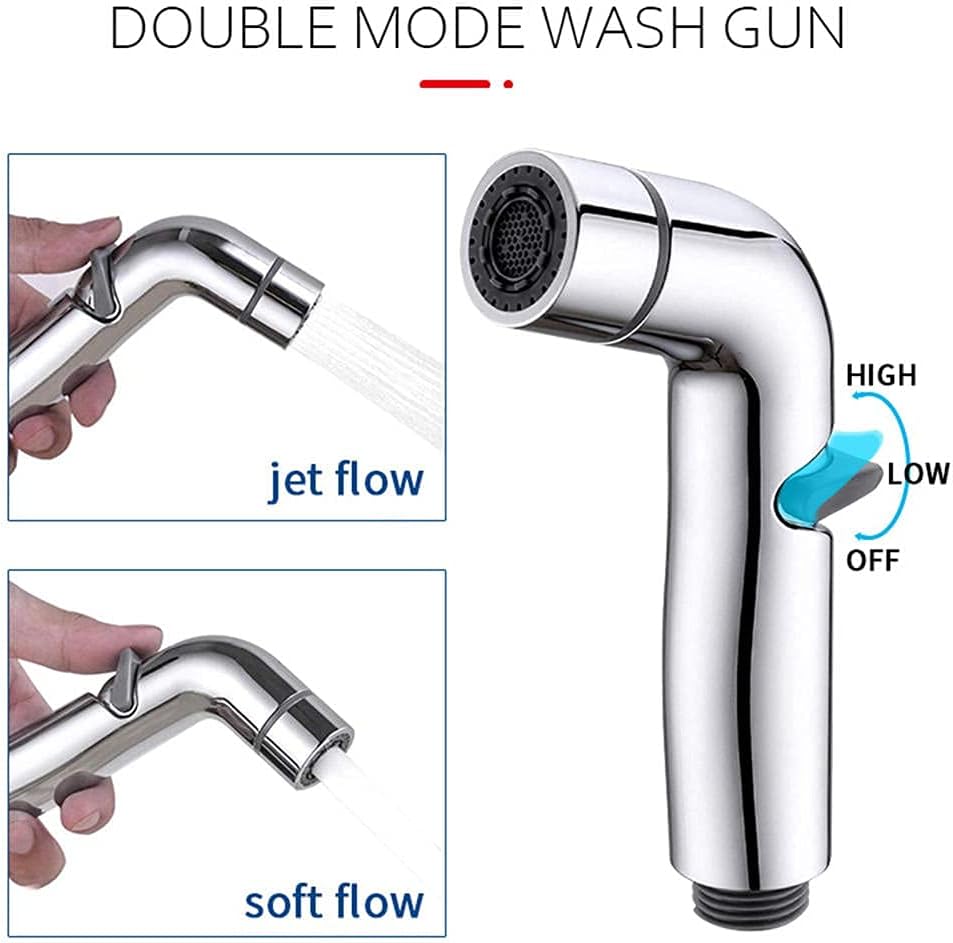 Bidet Spray Set Handheld Sprayer, Multi-Function 304 Stainless Steel 2 Patterns Handle Toilet Sprayer Bathroom Toilet Cleaning Shower Kit, 1/2 Connection
