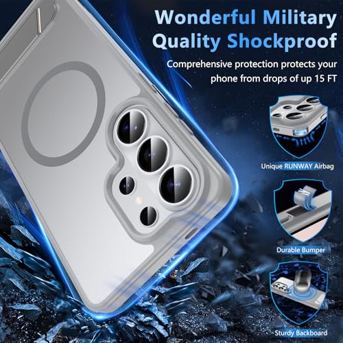 OWKEY for Samsung Galaxy S26 Ultra Case 6.9" with Invisible Kickstand Compatible with MagSafe [2×Tempered Glass ],Magnetic Shockproof Translucent Cover Phone Case for Samsung Galaxy S26 Ultra 5G,Gray by OWKEY - Used condition - Image 4