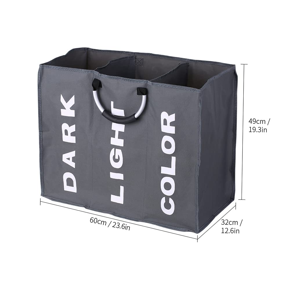 Matybobe Laundry Baskets Oxford - Cesto portabiancheria a 3 scomparti, con manici in alluminio