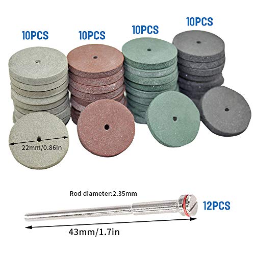 Safercctv 7/8 Inch Polishing Wheels Kit,40 Pcs Dental Lab Polishing Wheels Silicone Rubber Polishers Assortment Kit,12 Pcs Mandrel Shank Perfect For Rotary Hand Pieces Dremel Rotary Tool,52 Pcs #TOP1