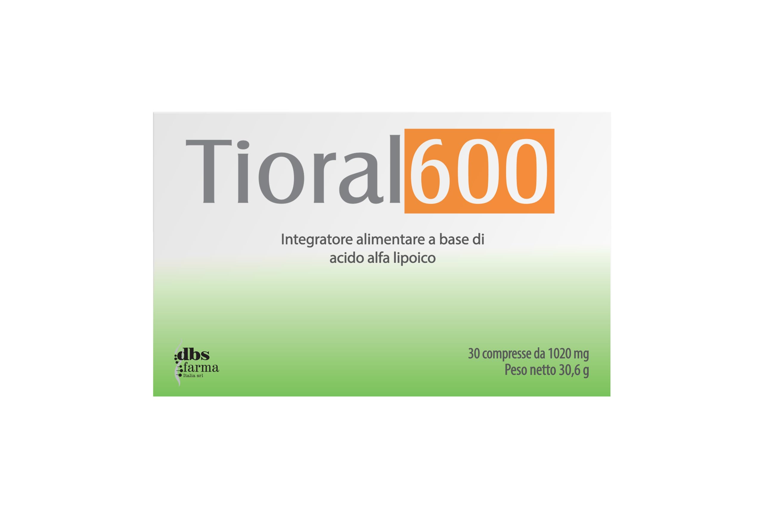 TIORAL 600 | Acido Alfa Lipoico 600 mg | Integratore acido alfa lipoico | 30 Compresse ad Alto Dosaggio Made in Italy