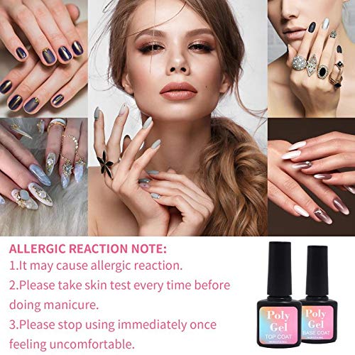 Poly Nail Gel Kit, Professional Nail Enhancement Nail Builder, 4 Basic Crystal Colors & 2 Temperature Changing Colors, UV/LED Curing, 15mL/ Each