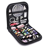 El kit de 70 piezas de accesorios de costura contiene la mayoría de herramientas de costura necesarias para reparaciones básicas, incluyendo agujas de coser, enhebradores, pines, cinta métrica, etc.