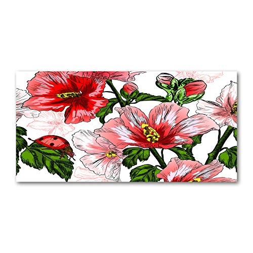 Tableau fleurs hibiscus rouge 120x60cm pour réveiller un mur blanc