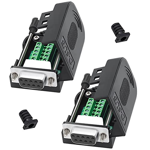 tunghey 2 Pack DB9 Breakout Connector,DB9 Solderless RS232 D-SUB Male Serial Adapters 9-Pin Port White Adapter to Terminal Connector Signal Module with case (Female)