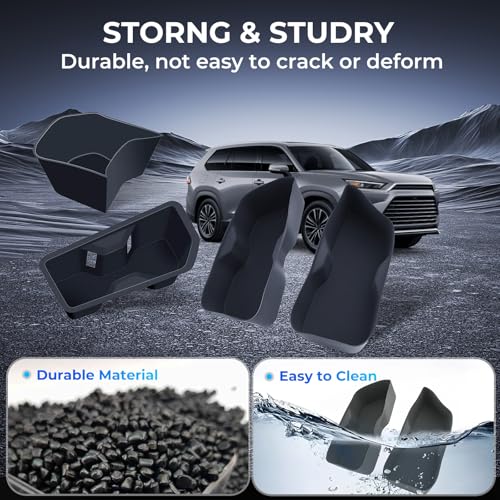 Image of Cup Holder Inserts for Toyota Grand Highlander 2026 2025 2024, Interior Accessories Center Console Front & Rear Cup Holders Covers Protector for 2024-2026 Grand Highlander, Black