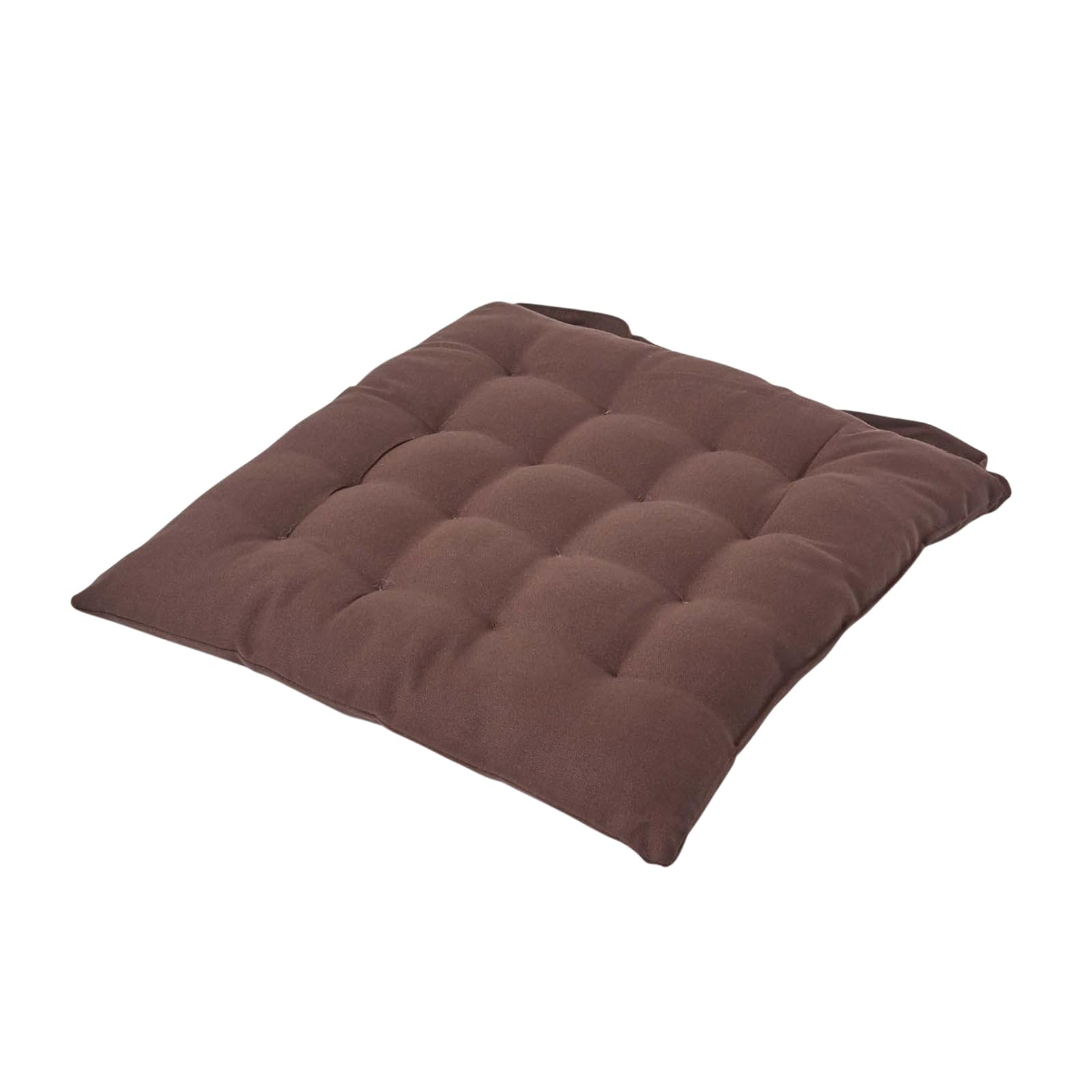 HOMESCAPES - Seat Pad - Chocolate Brown - 40 x 40 cm - Chair Cushion with a Button Tie Handle to fix to Chair - 100% Cotton - Well Filled - Easy Care - Washable At Home