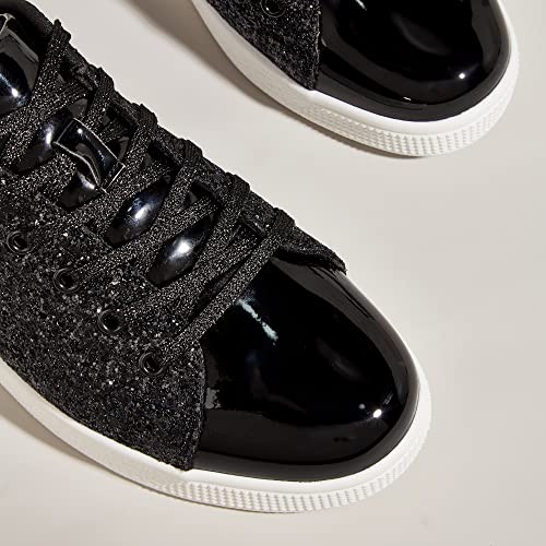 LUCKY STEP Glitter Sneakers Lace up | Fashion Sneakers | Sparkly Shoes for Women (Black,8.5 B(M) US) by LUCKY STEP - Image 5