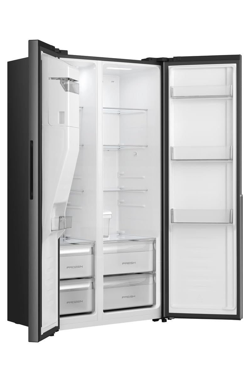 Gorenje NRS917E61BX Side-by-Side mit Eis-, Crushed-und Wasserspender, 528L, Wassertank, PureFlat Serie, CripZone, MultiFlow 360°, Xtra Ruam, BxHxT: 91,1×178,6×62,4 cm, Matt Schwarz