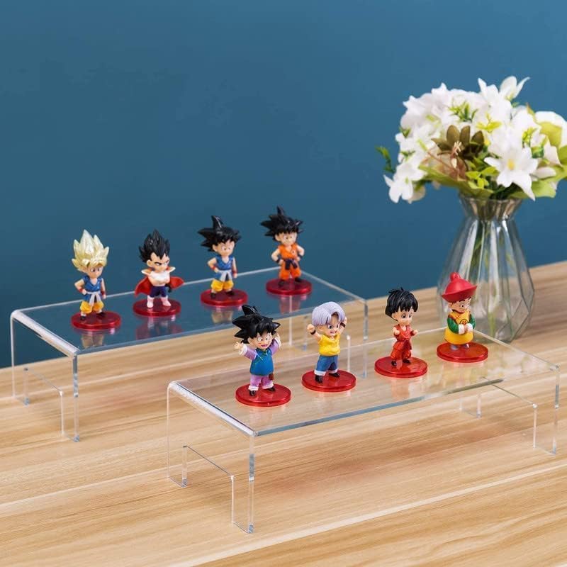 Image of 2 Pack Clear Display Risers 4 mm Thick Showcase Stand for Jewelry Dessert Cupcakes Candy Toys Figures and Cosmetics 12 x 5 x 3.3 Inch Arts and Craft