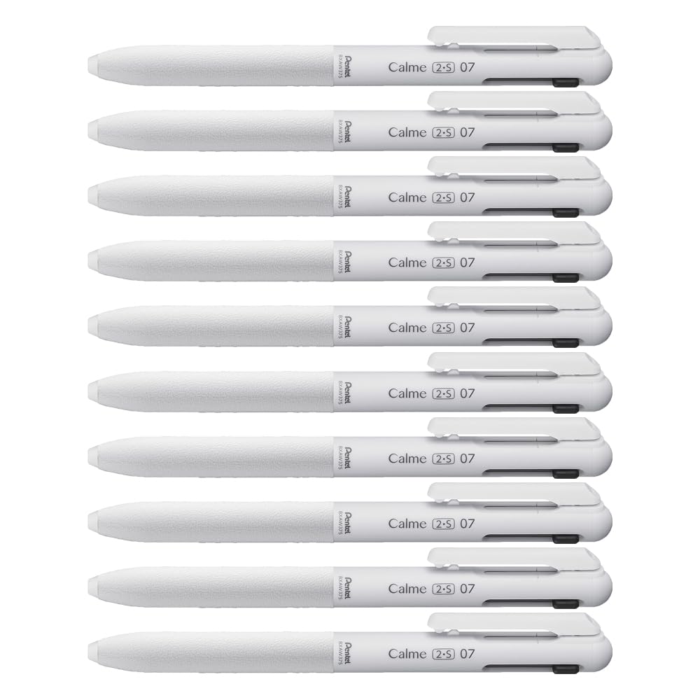 Pentel BXAW375W Calme - Bolígrafo multifunción (2 minas de 0,35 mm, 1 mina para portaminas de 0,5 mm, ruido de clic claramente amortiguado, rellenable, 1 ve=10 unidades)