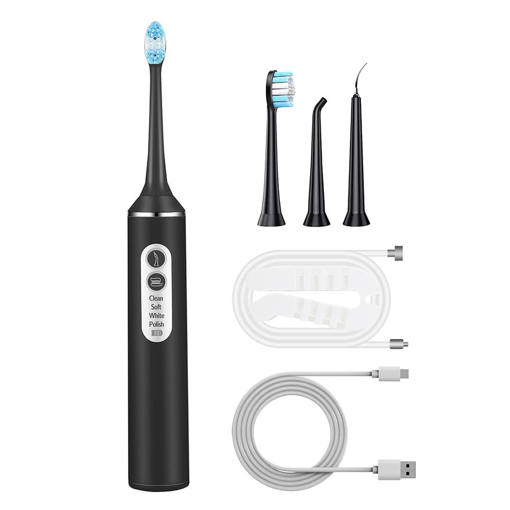 Przenośna elektryczna szczoteczka do zębów z irygatorem wodnym - 3 w 1 Combo, PX7 wodoodporna, kostki do czyszczenia zębów, dorosły ładowalny stempel dentystyczny do domu podróży